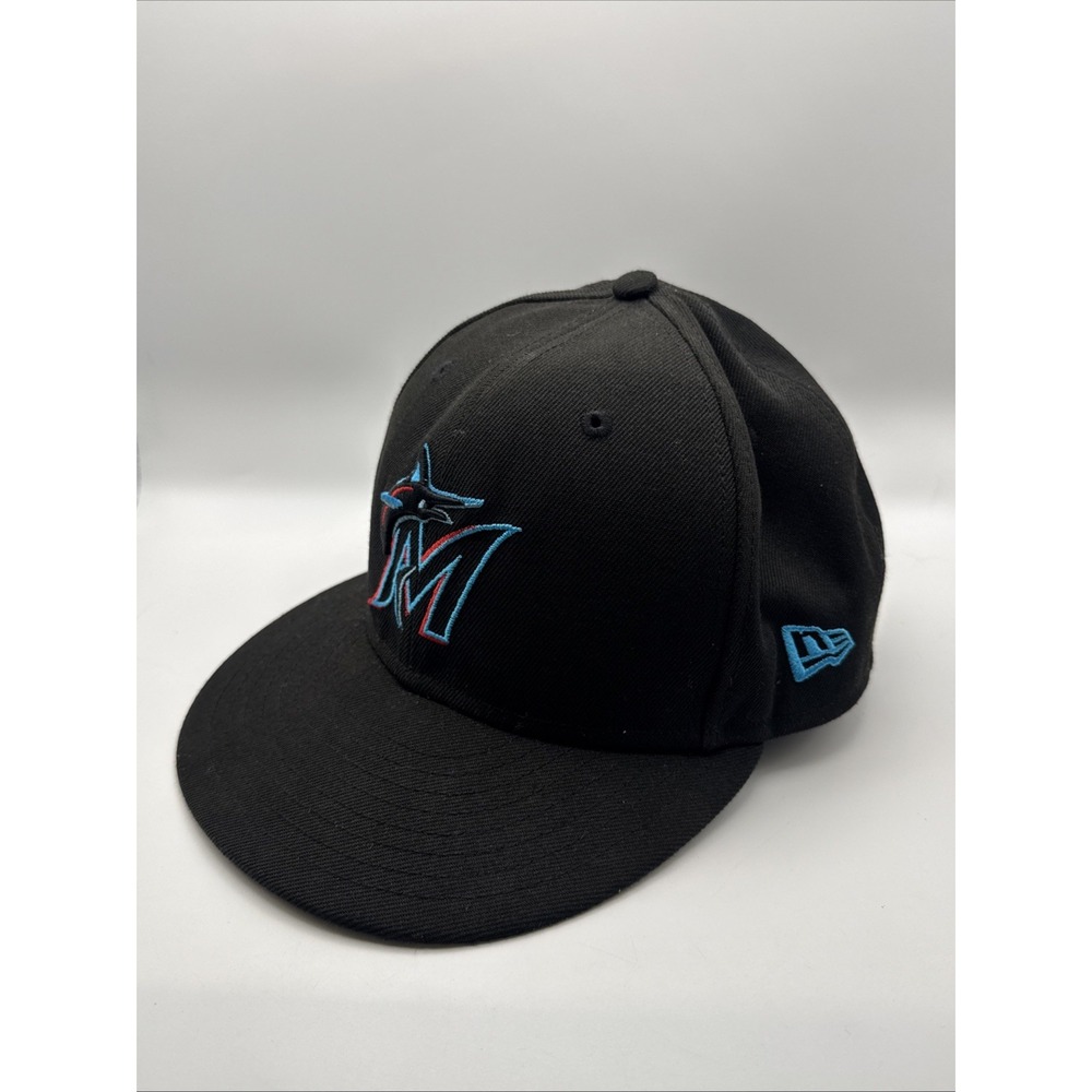 Miami Marlins Hat Cap Fitted Mens 7 1/4 Black MLB Baseball 59FIFTY New Era
